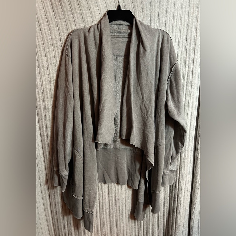 Calvin Klein Performance Light Gray Drape Open Front Cardigan